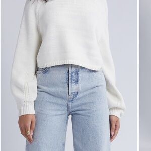 Cream Open Tie Back Knit Sweater